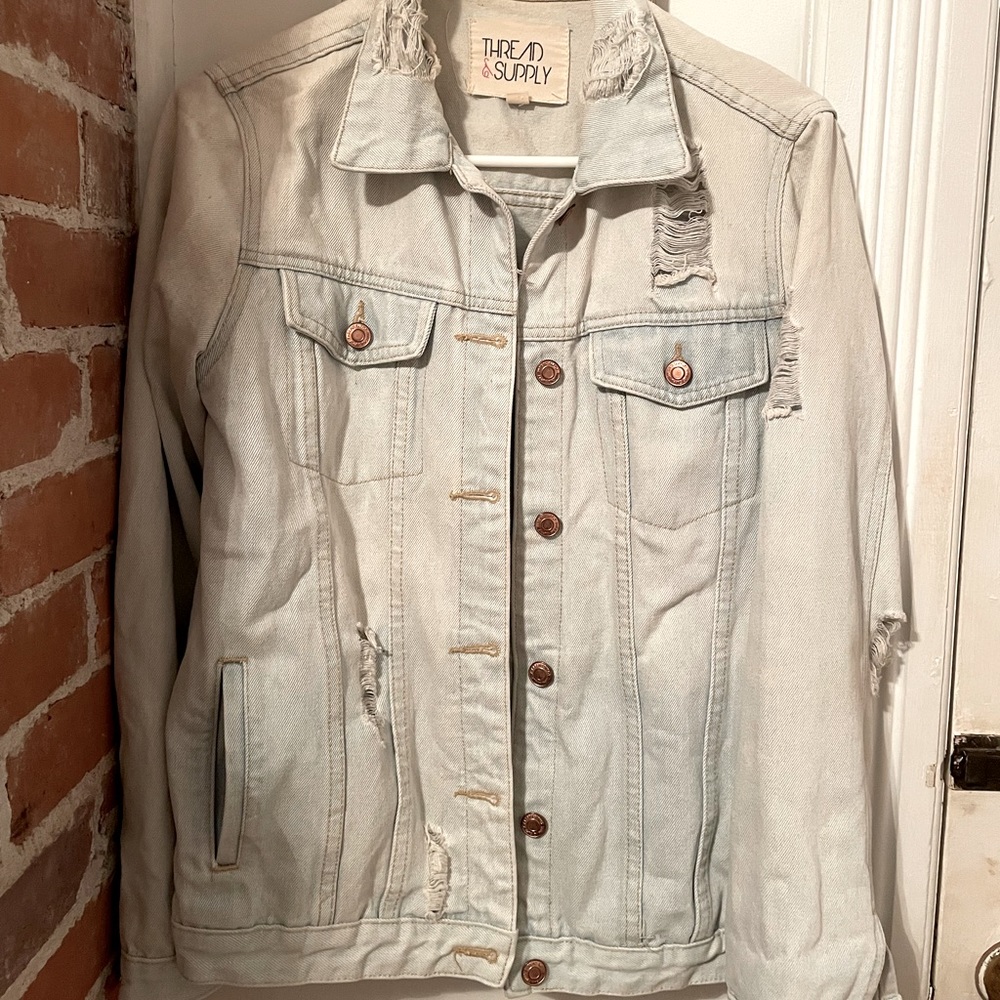 Thread & Supply Light Wash Distressed Denim Jacket